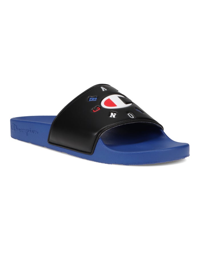 Champion Ipo Badslippers Heren - Blauw/Zwart - Belgie 0759XGWCJ